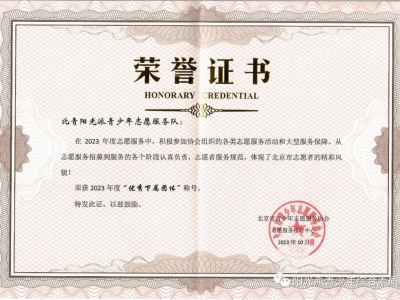 陽光派志愿服務(wù)隊(duì)連續(xù)兩年獲“優(yōu)秀團(tuán)隊(duì)”!
